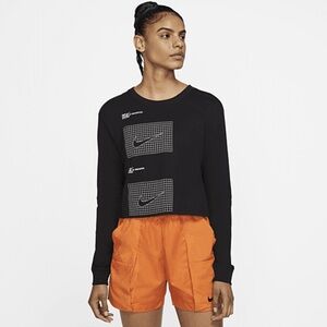 Nike House of Innovation Black Cotton Graphic Long Sleeve Top Size Small